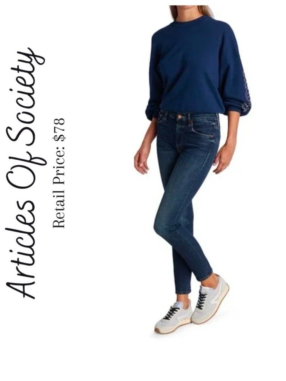 Articles of Society-West End, Mid Rise Skinny Stretch Dark Denim Jeans,29
